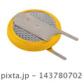 Yellow button cell battery with metal terminals for devices 143780702
