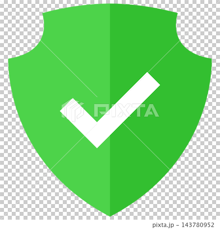 Green shield with notched top, isolated illustration Green shield with notched top, isolated illustration 143780952