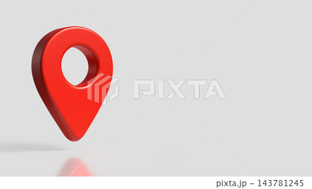 Red Location Pin on Gray Background with Copy Space 3d render. 143781245