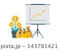 financial growth concept with money tree chart and sacks of cash 143781421