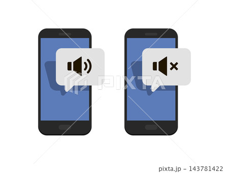mobile phone icons showing sound on and sound off notifications status mobile phone icons showing sound on and sound off notifications status 143781422