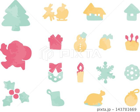 クリスマス アイコン シルエット 水彩 手描き 飾り かわいい おしゃれ デザイン イラスト素材 クリスマス アイコン シルエット 水彩 手描き 飾り かわいい おしゃれ デザイン イラスト素材 143781669