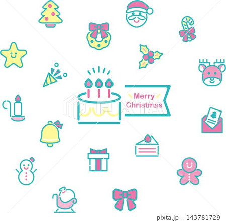 クリスマス アイコン 飾り あしらい 装飾 線画 かわいい おしゃれ デザイン イラスト素材 クリスマス アイコン 飾り あしらい 装飾 線画 かわいい おしゃれ デザイン イラスト素材 143781729