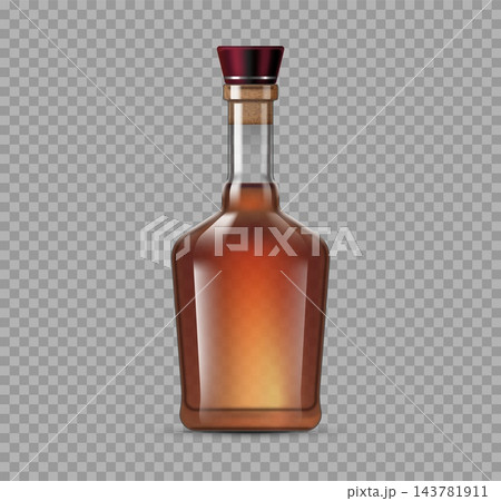 Realistic amber glass bottle mockup with cork Realistic amber glass bottle mockup with cork 143781911