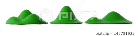 3D green grass hills and mountain landscape icons 3D green grass hills and mountain landscape icons 143781933