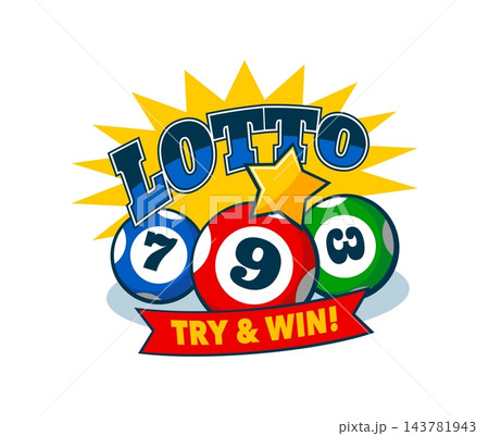 Lotto gambling game emblem with lottery balls Lotto gambling game emblem with lottery balls 143781943