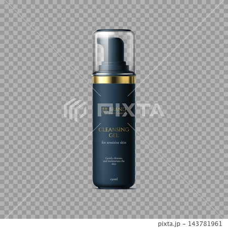 Realistic cleansing gel black 3D bottle mockup Realistic cleansing gel black 3D bottle mockup 143781961