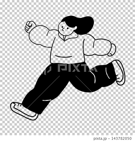 一個正在跑步的女人的線條藝術插圖 一個正在跑步的女人的線條藝術插圖 143782050