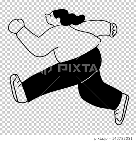 一個正在跑步的女人的線條藝術插圖 一個正在跑步的女人的線條藝術插圖 143782051