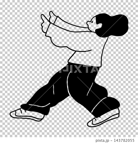線條畫插圖,一位女性指向 線條畫插圖,一位女性指向 143782055