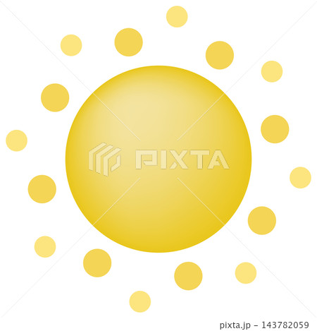 Pale yellow sun with dot rays, isolated illustration Pale yellow sun with dot rays, isolated illustration 143782059