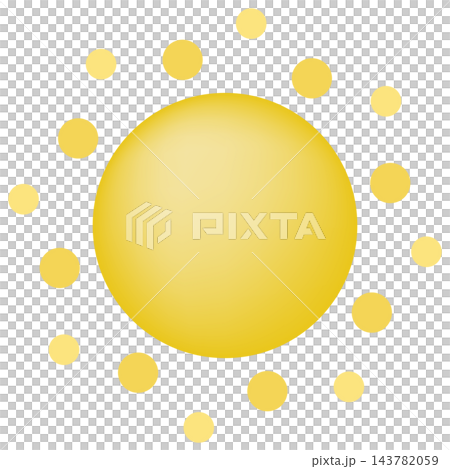 Pale yellow sun with dot rays, isolated illustration Pale yellow sun with dot rays, isolated illustration 143782059