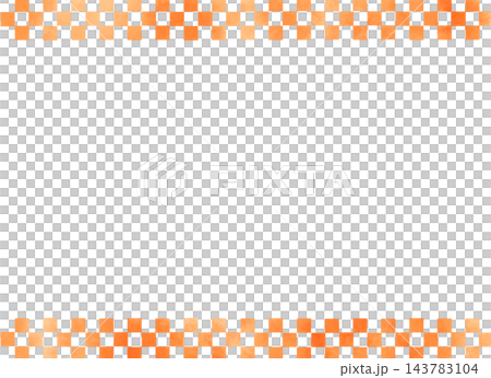 Orange checkered watercolor-style frame illustration, cute decorative frame with a grid pattern. 143783104