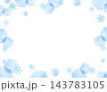 水彩風　氷の結晶と氷イメージの枠　背景イラスト 143783105