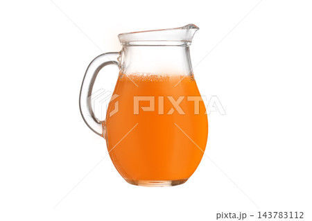 Fresh Carrot Juice In Glass Jug Isolated 143783112