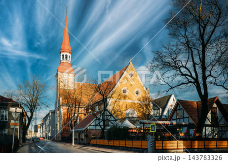 Parnu, Estonia. View Of Lutheran Church Of St. Elizabeth In Sunny Winter Day Parnu, Estonia. View Of Lutheran Church Of St. Elizabeth In Sunny Winter Day 143783326