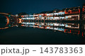 Canal Side Shops and Dining with Perfect Reflection at Night. Zhujiajiao, Shanghai, China 143783363