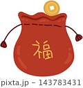 Red fortune pouch money bag with Chinese coin 143783431