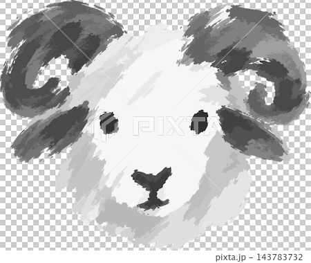 Hand-painted ink painting style, sheep's face 143783732