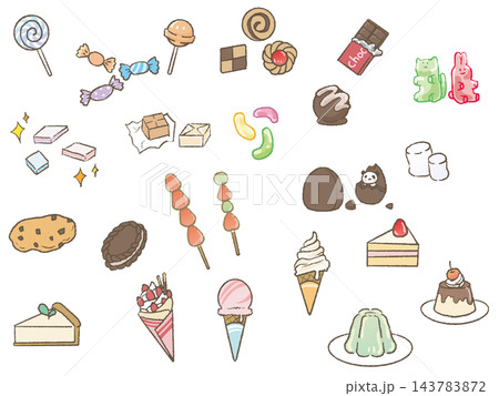 お菓子のイラストセット1 お菓子のイラストセット1 143783872
