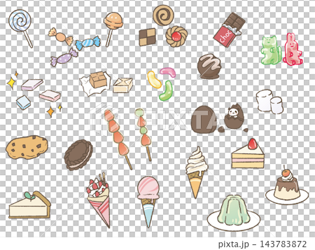 お菓子のイラストセット1 お菓子のイラストセット1 143783872