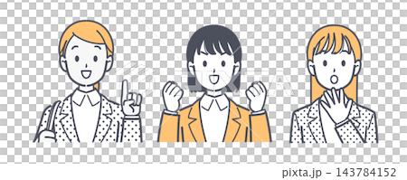 Illustration set of a woman in a suit 143784152