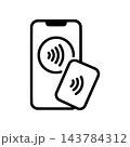 非接触スマホで支払い モノクロアイコン 143784312