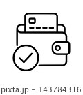確認済みデジタルウォレット モノクロアイコン 143784316