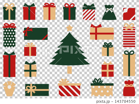 A set of Christmas presents with colorful wrapping. A set of Christmas presents with colorful wrapping. 143784550