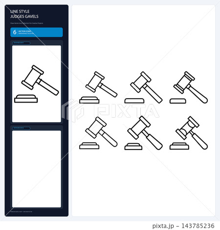Judge Gavel Line Icons Legal Court Auction Wooden Mallet Sound Set 143785236