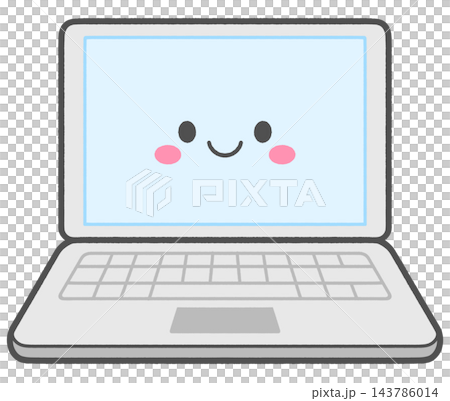 Cute laptop computer character with happy face Cute laptop computer character with happy face 143786014