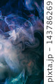 Ink splash. Mist art. Defocused pink blue color sparkling liquid neon glitter texture spreading on abstract dark black art background. 143786269