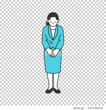 一幅線條畫,描繪了一位女商務人士恭敬地鞠躬,以表達感激和熱情好客之情。 一幅線條畫,描繪了一位女商務人士恭敬地鞠躬,以表達感激和熱情好客之情。 143786291