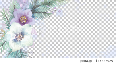 Watercolor, winter botanical frame 143787929