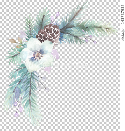Watercolor, winter botanical frame Watercolor, winter botanical frame 143787932