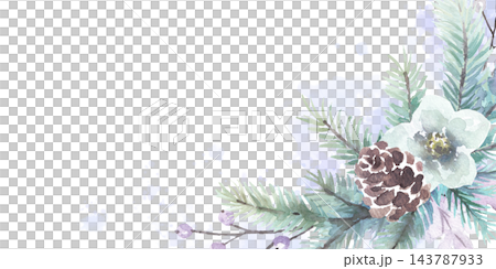Watercolor, winter botanical frame 143787933