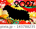 華やかな和柄と花模様を組み合わせた日本の伝統的なグラフィックデザイン 143788235
