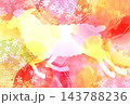 桜の花をあしらったスタイリッシュな動物シルエットの水彩画 143788236
