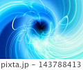 青白いネオンの光の線が渦巻く抽象的な背景 143788413