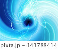 青白いネオンの光の線が渦巻く抽象的な背景 143788414
