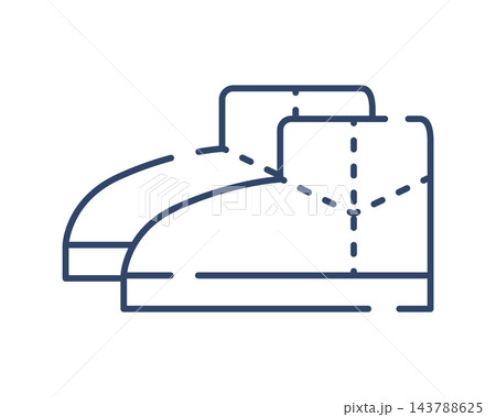 ふわもこの履き口と厚めのソールを描いたショート丈ムートンブーツの線画 143788625
