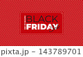 Black Friday end of season sale red tag banner with diagonal striped background 143789701