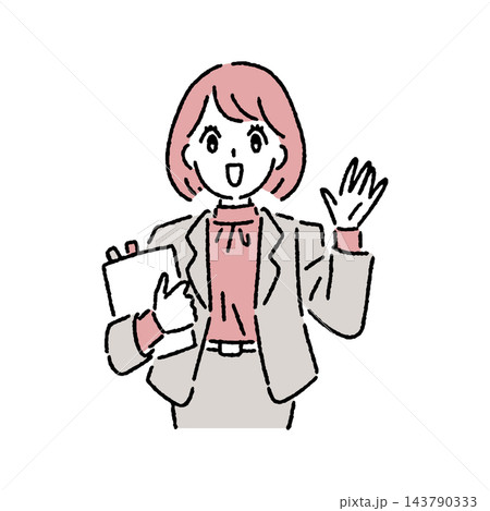 手を振る女性社員 手を振る女性社員 143790333