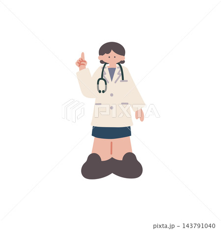 女医医師医者女性手描きベクターイラスト 女医医師医者女性手描きベクターイラスト 143791040