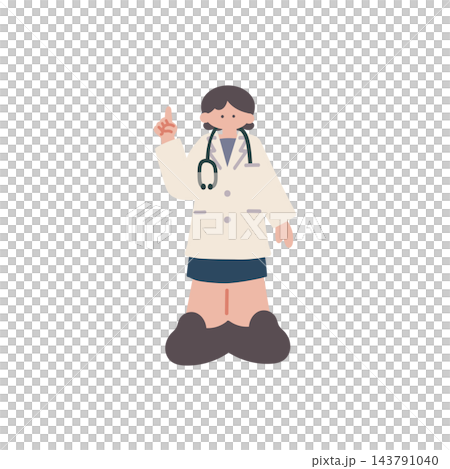 女医医師医者女性手描きベクターイラスト 女医医師医者女性手描きベクターイラスト 143791040