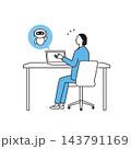 AIアシスタントと会話、仕事でAIを活用する女性ビジネスパーソン 143791169