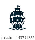 Vintage Sailing Ship Nautical Helm Crest Emblem 143791282