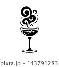Minimalist Cocktail Glass Smoke Swirl Logo Emblem 143791283
