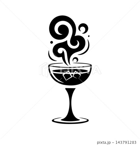 Minimalist Cocktail Glass Smoke Swirl Logo Emblem Minimalist Cocktail Glass Smoke Swirl Logo Emblem 143791283
