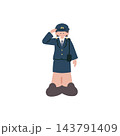 警察官女性警官手描きベクターイラスト 143791409